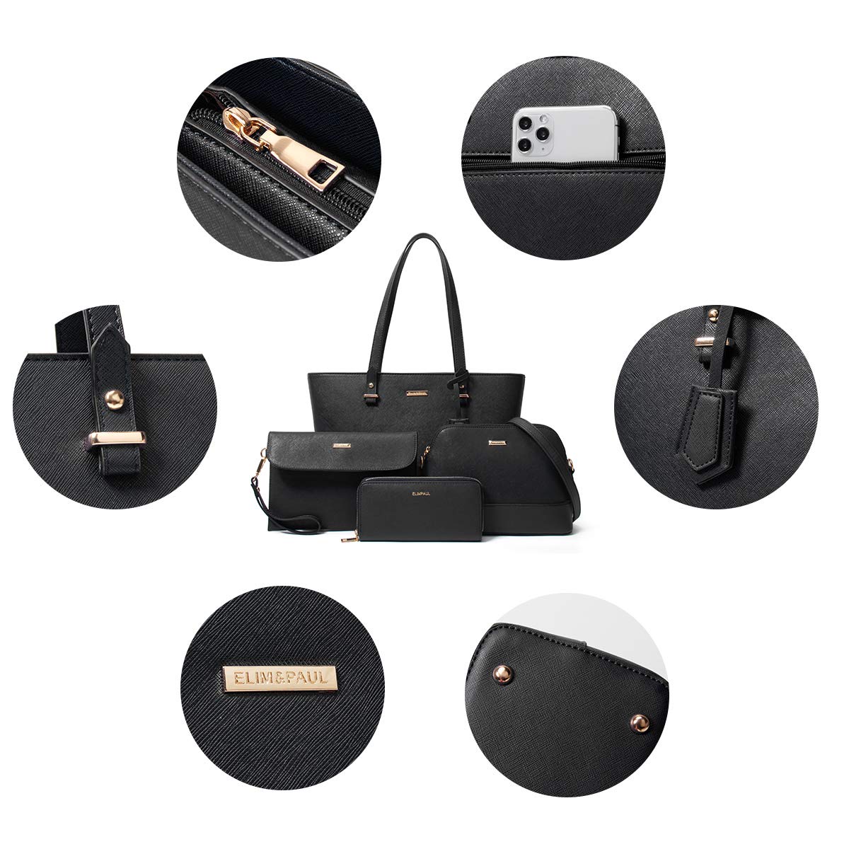 Women Fashion Synthetic Leather Handbags Set 4pcs