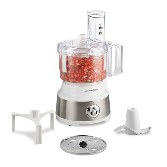 Hamilton Beach Food Processor & Vegetable Chopper for Slicing, Shredding, Mincing, and Puree, 10 Cups + Easy Clean Bowl Scraper, Black and Stainless Steel (70730)