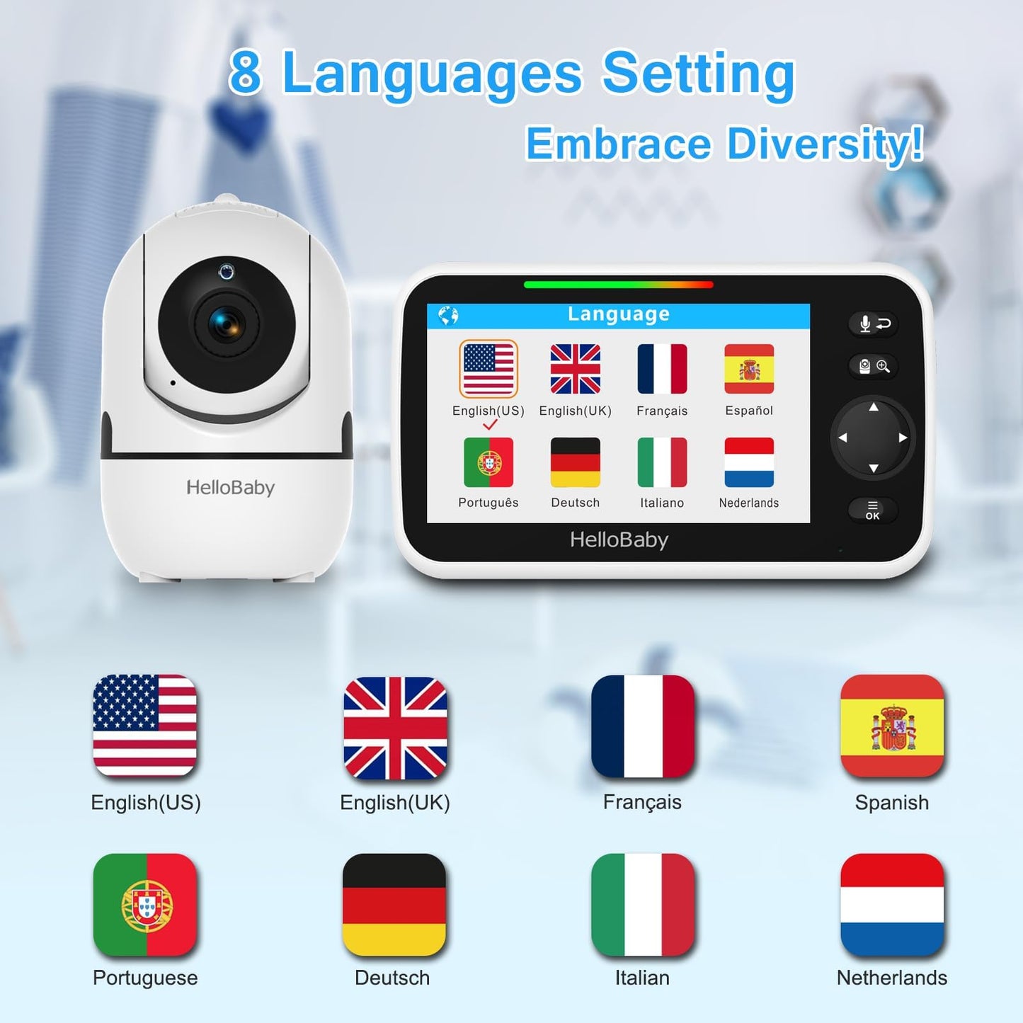 HelloBaby No WiFi Baby Monitor 5" Screen