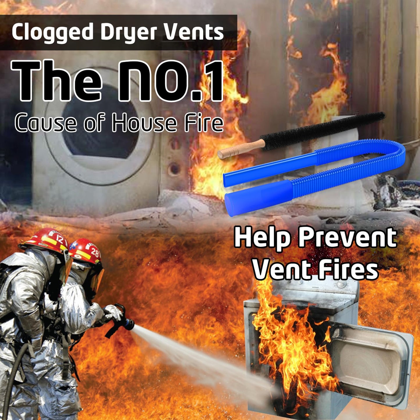 2 Pieces Dryer Vent Cleaner Kit Compatible with Most Vacuum Cleaner, Dryer Lint Brush and Vacuum Hose Attachment with Universal Connector, Quickly Lint Remover