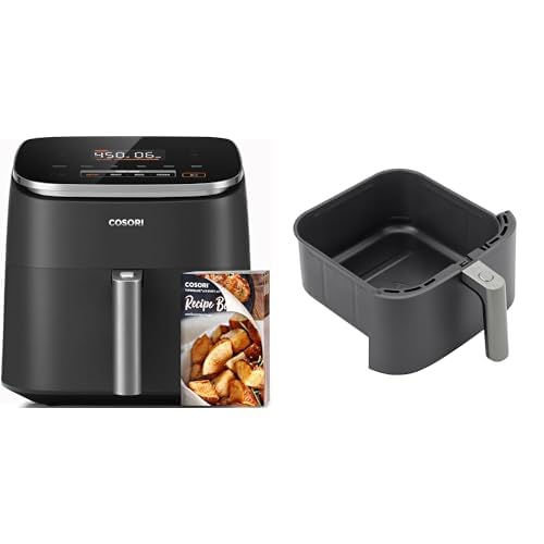 Cosori 9-in-1 TurboBlaze Air Fryer 6 Qt, Premium Ceramic Coating, 90°–450°F, Precise Heating for Even Results, Air Fry, Roast, Bake, Broil, Dry, Frozen, Proof, Reheat, Keep Warm, 120V, Dark Gray