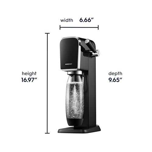 SodaStream - ART Sparkling Water Maker | VALUE BUNDLE | CQC CO2 system | Includes 2x CO2 Cylinders, 2x 32 Fl Oz Dishwasher Safe Bottles, 2x Bubly Flavor Drops | Combine with Pepsi Flavors | Black