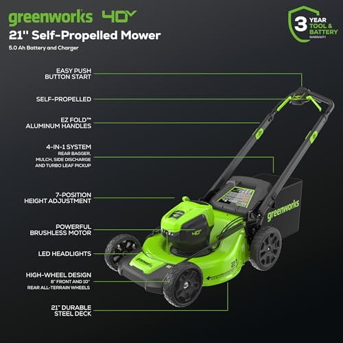 Greenworks 40V 16" Cordless Lawn Mower with 4.0Ah Battery & Charger