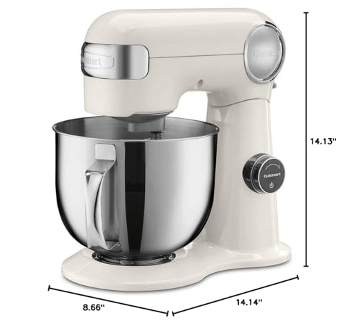 Cuisinart Stand Mixer, 12 Speeds, 5.5-Quart Mixing Bowl, Chef's Whisk, Flat Mixing Paddle, Dough Hook, and Splash Guard with Pour Spout, Silver Lining, SM-50BC, Silver Lining