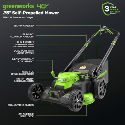 Greenworks 40V 16" Cordless Lawn Mower with 4.0Ah Battery & Charger