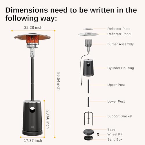 EAST OAK 50,000 BTU Patio Heater with Sand Box, Table Design