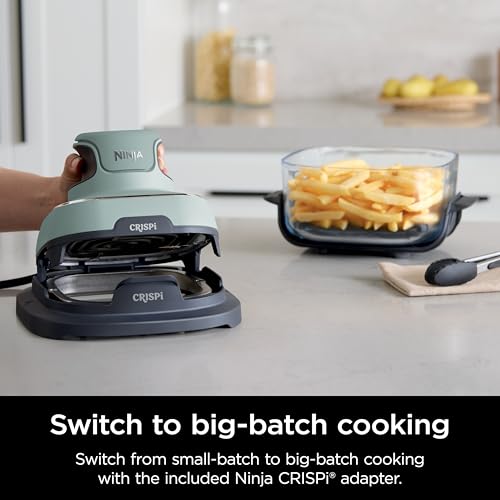 Ninja Crispi Air Fryer, Microwave, Freezer & Dishwasher Safe, Non Toxic Glass Portable Cooking System, 4 QT & 6 Cup Glass Containers with Storage Lids, Easy Meals, Air Fry, Bake, Stone, FN101ST