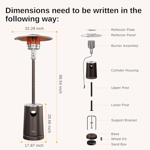 EAST OAK 50,000 BTU Patio Heater with Sand Box, Table Design