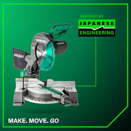 Metabo HPT 10-Inch Single Bevel Compound Miter Saw, 15-Amp Power Saw with Xact Cut Shadow Line, Precision Miter Angles, Single Bevel 0-45°, 40T TCT Miter Saw Blade, Lightweight Design, C10FCG2