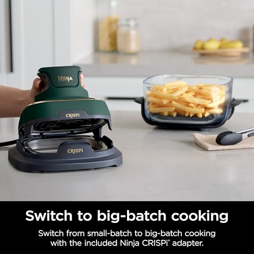 Ninja Crispi Air Fryer, Microwave, Freezer & Dishwasher Safe, Non Toxic Glass Portable Cooking System, 4 QT & 6 Cup Glass Containers with Storage Lids, Easy Meals, Air Fry, Bake, Stone, FN101ST