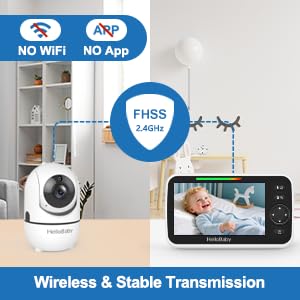HelloBaby No WiFi Baby Monitor 5" Screen