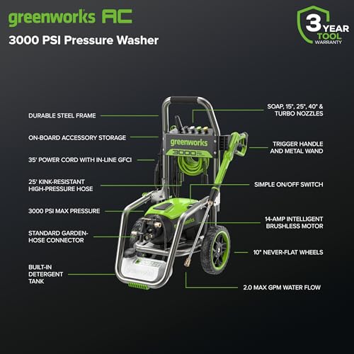 Greenworks Pro Brushless 3000 PSI (CSA Certified) 2.0 GPM Max / 1.1 GPM Electric Pressure