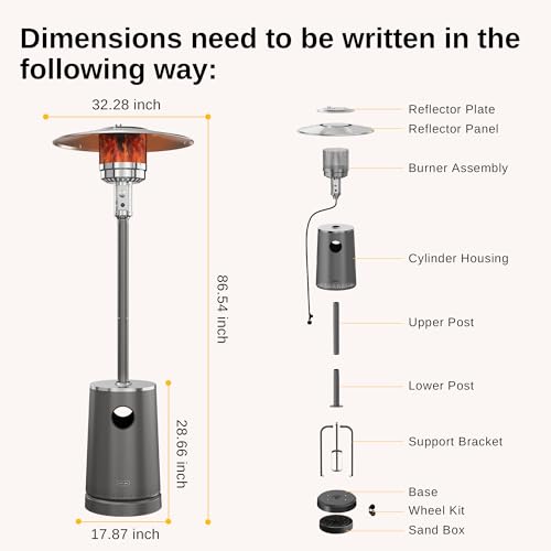 EAST OAK 50,000 BTU Patio Heater with Sand Box, Table Design