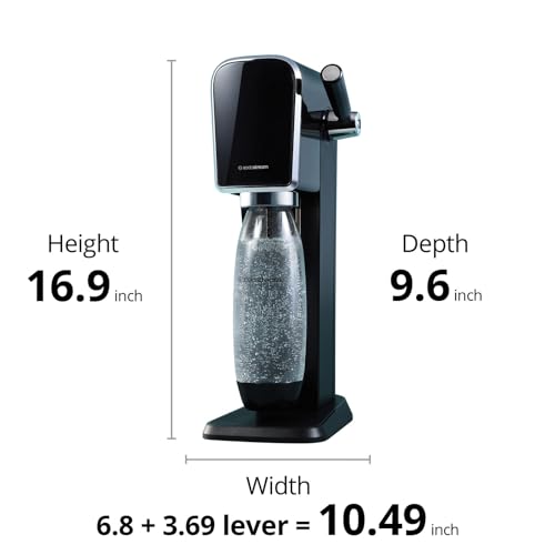 SodaStream - ART Sparkling Water Maker | VALUE BUNDLE | CQC CO2 system | Includes 2x CO2 Cylinders, 2x 32 Fl Oz Dishwasher Safe Bottles, 2x Bubly Flavor Drops | Combine with Pepsi Flavors | Black