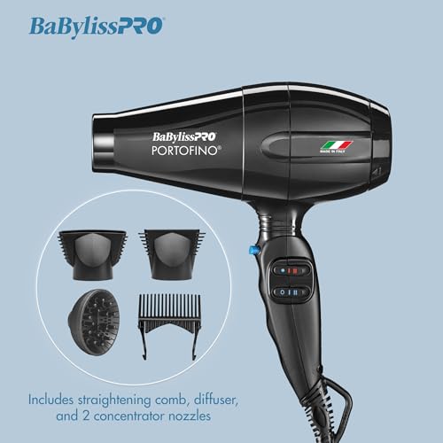BaBylissPRO Nano Titanium Italian Portofino Hair Dryer - Professional 2000 Watt Blow Dryer