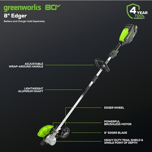 Greenworks 80V All-Terrain Brushless Edger, 8" Steel Blade, 2.25" Pro