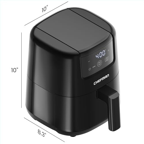 CHEFMAN 2 Qt Mini Air Fryer – Digital Space-Saving Compact Air Fryer with Nonstick and Dishwasher Safe Basket, Quick & Easy Meals in Minutes, Features Digital Timer and Shake Reminder – Black