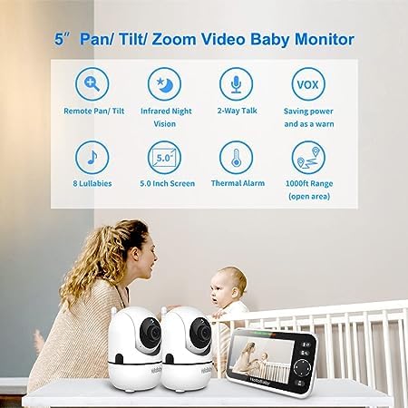 HelloBaby No WiFi Baby Monitor 5" Screen