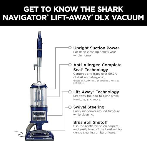 Shark Upright Vacuum, Navigator Lift-Away Deluxe with Large Dust Cup Capacity