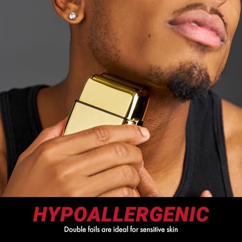 METALFX Double Foil Shaver, Handheld Electric Razor for Travel, Portable Cordless Close Face Shaver for Head, Beard, & Neck