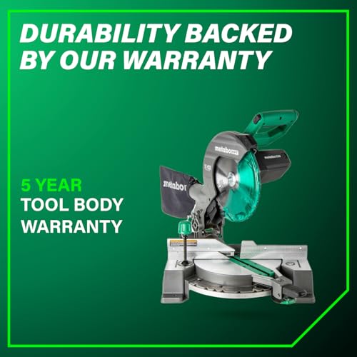 Metabo HPT 10-Inch Single Bevel Compound Miter Saw, 15-Amp Power Saw with Xact Cut Shadow Line, Precision Miter Angles, Single Bevel 0-45°, 40T TCT Miter Saw Blade, Lightweight Design, C10FCG2