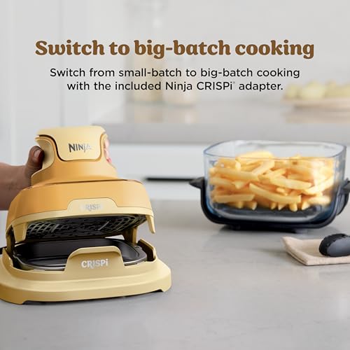 Ninja Crispi Air Fryer, Microwave, Freezer & Dishwasher Safe, Non Toxic Glass Portable Cooking System, 4 QT & 6 Cup Glass Containers with Storage Lids, Easy Meals, Air Fry, Bake, Stone, FN101ST