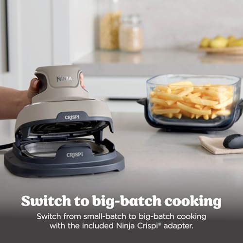 Ninja Crispi Air Fryer, Microwave, Freezer & Dishwasher Safe, Non Toxic Glass Portable Cooking System, 4 QT & 6 Cup Glass Containers with Storage Lids, Easy Meals, Air Fry, Bake, Stone, FN101ST