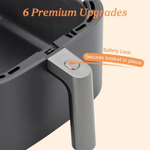 Cosori 9-in-1 TurboBlaze Air Fryer 6 Qt, Premium Ceramic Coating, 90°–450°F, Precise Heating for Even Results, Air Fry, Roast, Bake, Broil, Dry, Frozen, Proof, Reheat, Keep Warm, 120V, Dark Gray