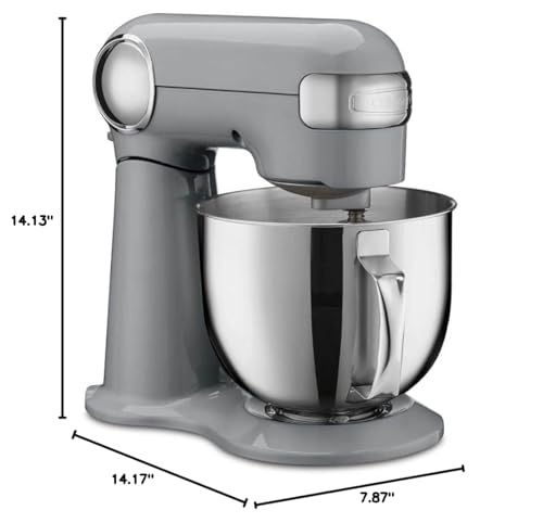 Cuisinart Stand Mixer, 12 Speeds, 5.5-Quart Mixing Bowl, Chef's Whisk, Flat Mixing Paddle, Dough Hook, and Splash Guard with Pour Spout, Silver Lining, SM-50BC, Silver Lining