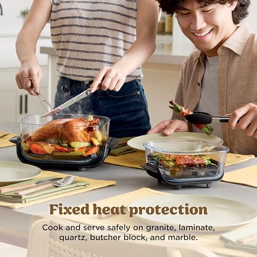 Ninja Crispi Air Fryer, Microwave, Freezer & Dishwasher Safe, Non Toxic Glass Portable Cooking System, 4 QT & 6 Cup Glass Containers with Storage Lids, Easy Meals, Air Fry, Bake, Stone, FN101ST