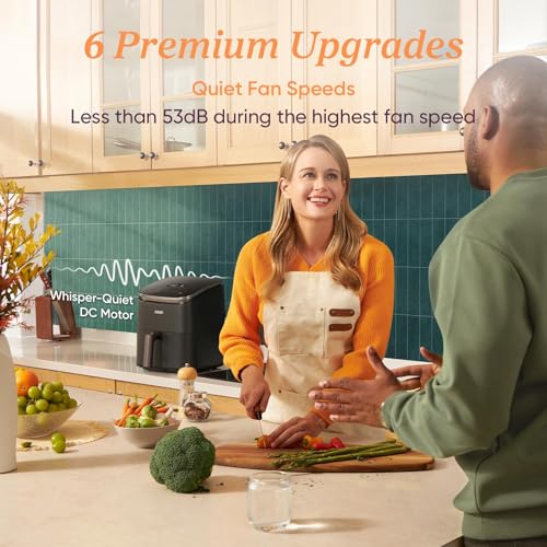 Cosori 9-in-1 TurboBlaze Air Fryer 6 Qt, Premium Ceramic Coating, 90°–450°F, Precise Heating for Even Results, Air Fry, Roast, Bake, Broil, Dry, Frozen, Proof, Reheat, Keep Warm, 120V, Dark Gray