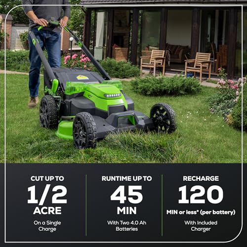 Greenworks 40V 16" Cordless Lawn Mower with 4.0Ah Battery & Charger