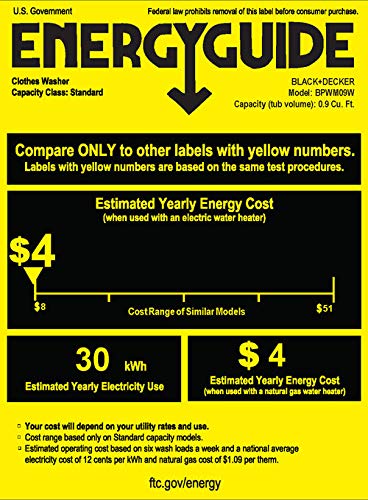 BLACK+DECKER 0.9 Cu. Ft. Portable Washer, 6.6 lb. Capacity Washing Machine