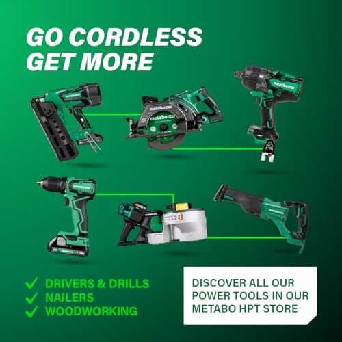 Metabo HPT 10-Inch Single Bevel Compound Miter Saw, 15-Amp Power Saw with Xact Cut Shadow Line, Precision Miter Angles, Single Bevel 0-45°, 40T TCT Miter Saw Blade, Lightweight Design, C10FCG2