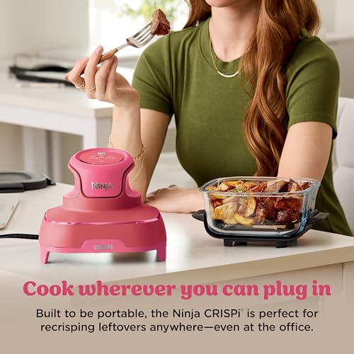 Ninja Crispi Air Fryer, Microwave, Freezer & Dishwasher Safe, Non Toxic Glass Portable Cooking System, 4 QT & 6 Cup Glass Containers with Storage Lids, Easy Meals, Air Fry, Bake, Stone, FN101ST
