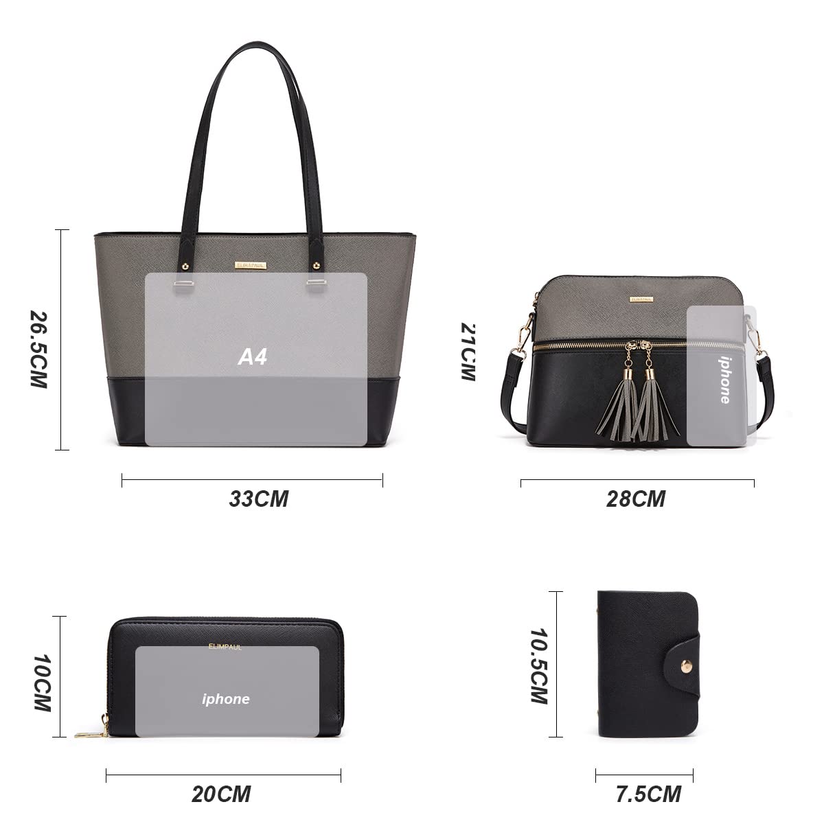 Women Fashion Synthetic Leather Handbags Set 4pcs