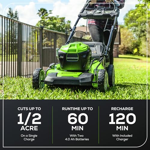 Greenworks 40V 16" Cordless Lawn Mower with 4.0Ah Battery & Charger