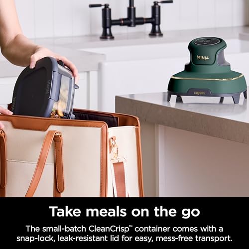 Ninja Crispi Air Fryer, Microwave, Freezer & Dishwasher Safe, Non Toxic Glass Portable Cooking System, 4 QT & 6 Cup Glass Containers with Storage Lids, Easy Meals, Air Fry, Bake, Stone, FN101ST