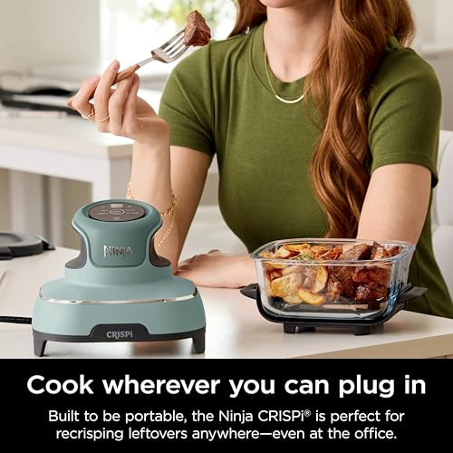 Ninja Crispi Air Fryer, Microwave, Freezer & Dishwasher Safe, Non Toxic Glass Portable Cooking System, 4 QT & 6 Cup Glass Containers with Storage Lids, Easy Meals, Air Fry, Bake, Stone, FN101ST