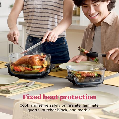 Ninja Crispi Air Fryer, Microwave, Freezer & Dishwasher Safe, Non Toxic Glass Portable Cooking System, 4 QT & 6 Cup Glass Containers with Storage Lids, Easy Meals, Air Fry, Bake, Stone, FN101ST