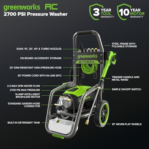 Greenworks Pro Brushless 3000 PSI (CSA Certified) 2.0 GPM Max / 1.1 GPM Electric Pressure