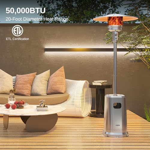 EAST OAK 50,000 BTU Patio Heater with Sand Box, Table Design