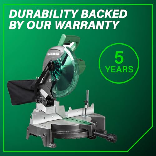 Metabo HPT 10-Inch Single Bevel Compound Miter Saw, 15-Amp Power Saw with Xact Cut Shadow Line, Precision Miter Angles, Single Bevel 0-45°, 40T TCT Miter Saw Blade, Lightweight Design, C10FCG2