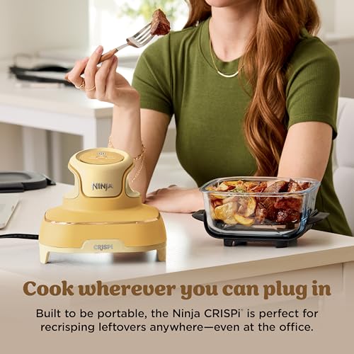 Ninja Crispi Air Fryer, Microwave, Freezer & Dishwasher Safe, Non Toxic Glass Portable Cooking System, 4 QT & 6 Cup Glass Containers with Storage Lids, Easy Meals, Air Fry, Bake, Stone, FN101ST