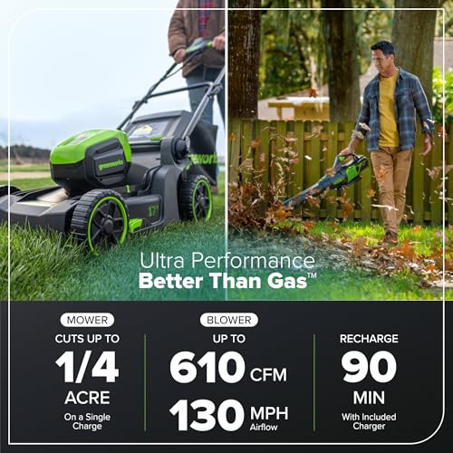 Greenworks 60V 17" Brushless Cordless Push Lawn Mower, 2-in-1 Mulching/Bagging