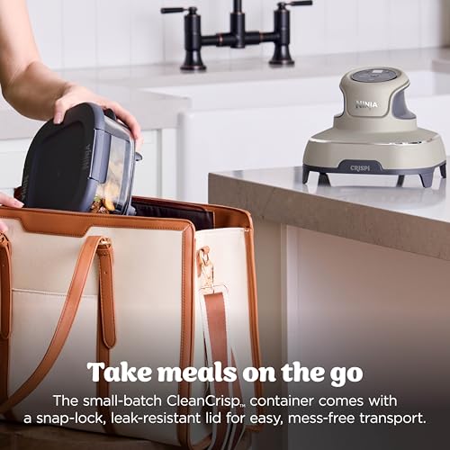 Ninja Crispi Air Fryer, Microwave, Freezer & Dishwasher Safe, Non Toxic Glass Portable Cooking System, 4 QT & 6 Cup Glass Containers with Storage Lids, Easy Meals, Air Fry, Bake, Stone, FN101ST