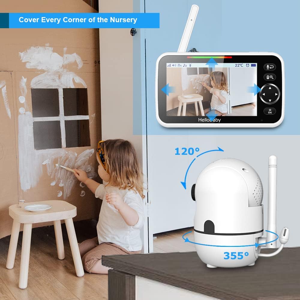 HelloBaby No WiFi Baby Monitor 5" Screen