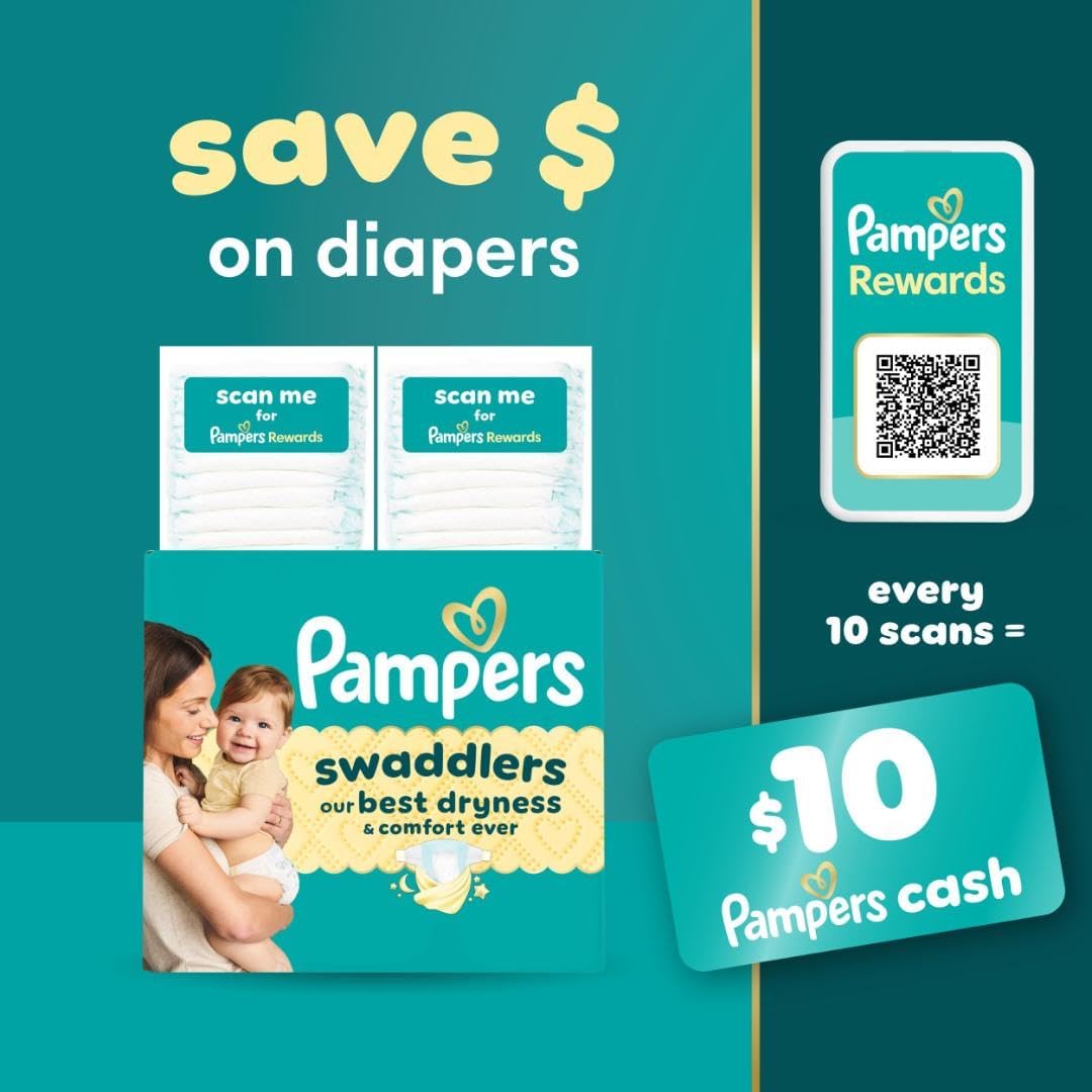 Pampers Swaddlers Diapers, Size 5 (20-37 lbs), 132 Count