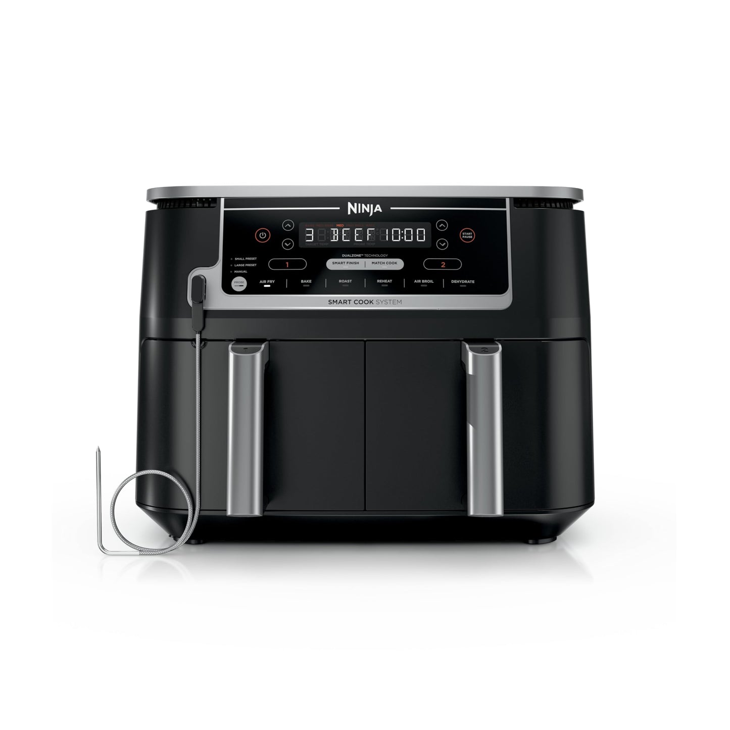 Ninja DZ201 Foodi 8 Quart 6-in-1 DualZone 2-Basket Air Fryer with 2 Independent Frying Baskets, Match Cook & Smart Finish to Roast, Broil, Dehydrate & More for Quick, Easy Meals, Grey