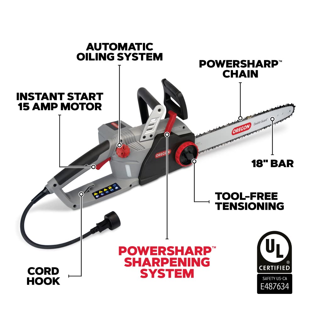 Oregon 15 Amp Powerful Self-Sharpening Corded Electric Chainsaw